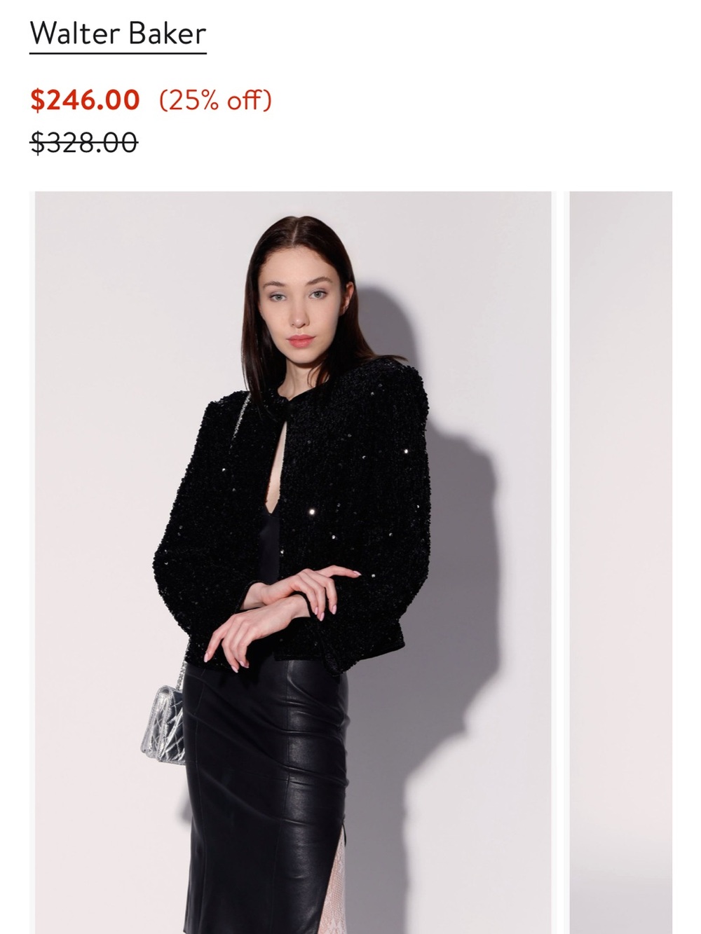 Walter Baker Janelle Sequin Jacket Black Cropped Blazer